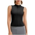 thumbnail image 1 of Women's Sleeveless Shirt Zip up Workout Running Tank Tops Athletic Slim Fit Vest Gym Yoga Camis Jackets Blouses (XL, Black), 1 of 5