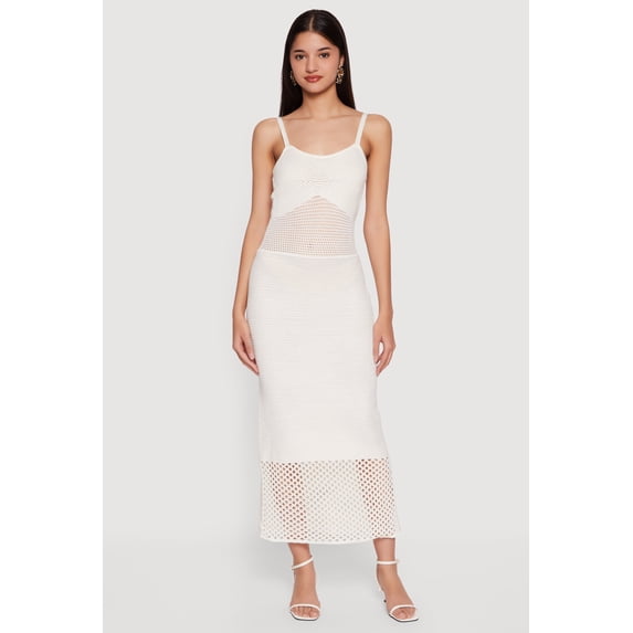 Women's Sleeveless Side Slit Crochet Maxi Dress