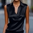thumbnail image 1 of Women's Sleeveless Silk Satin Blouse, Casual V Neck Tank Top for Business, Office, and Dressy Summer Wear,Black,2XL, 1 of 7