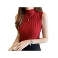 thumbnail image 1 of Women's Sleeveless Slim Fit Mock Turtleneck Knit Pullover Sweater Stretch Basic T Shirt Tank Tops, 1 of 3