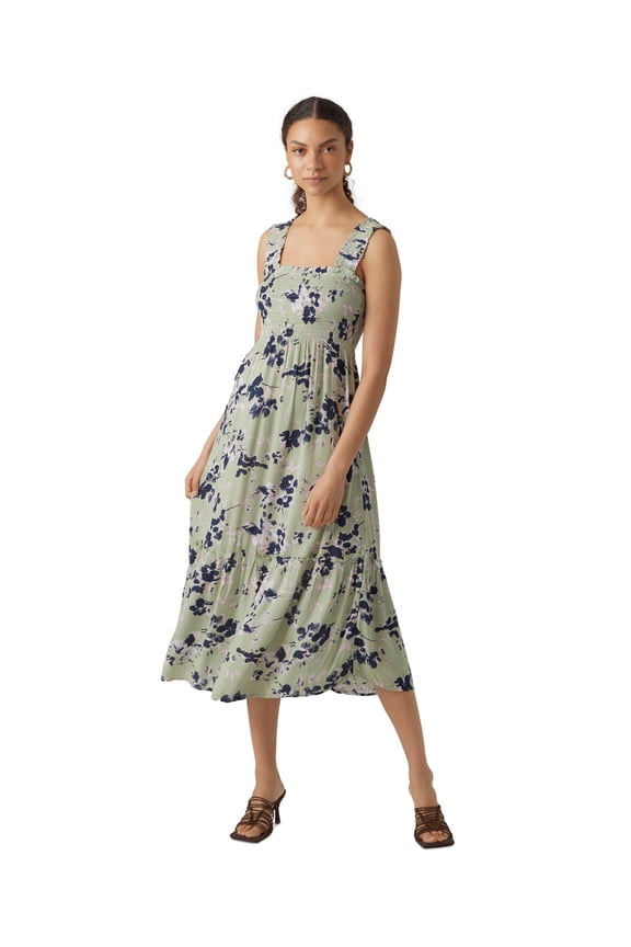 Women's Sleeveless Smocked-Strap Midi Dress Reseda - Aop Melin S