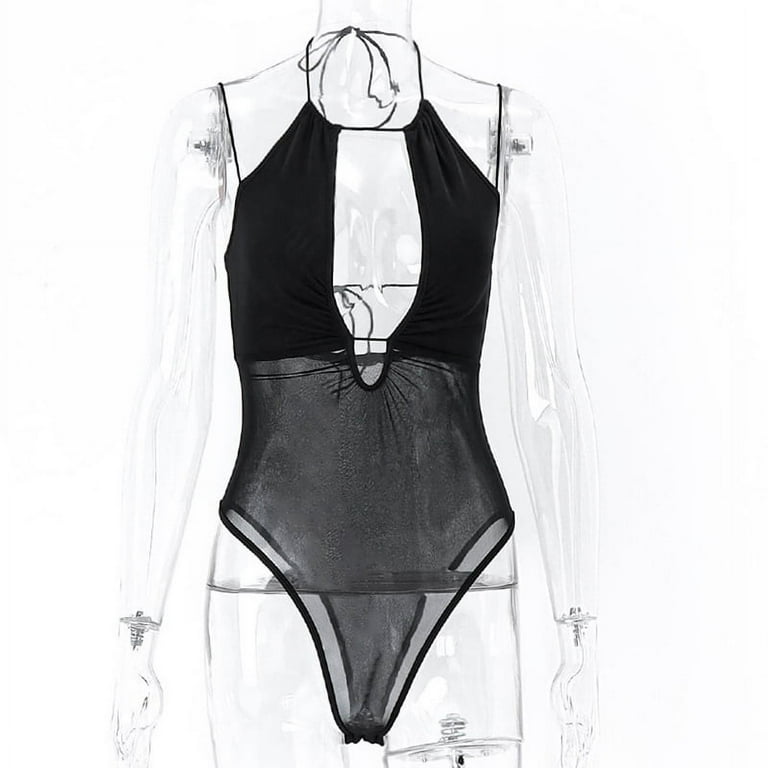 Women's solid color hollow bodysuit Women's solid color hollow bodysuit
