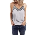 thumbnail image 1 of Women’s Sleeveless Solid Color Spaghetti Strap With V Neck Trim Tank Tops Comfortable Soft Summer Camisoles Daily Wear Outdoor Running Blouses, 1 of 7