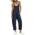 thumbnail image 1 of Women's Sleeveless Spaghetti Strap Overall Pants Casual Summer Beach Vacation Overalls Navy 3XL, 1 of 8