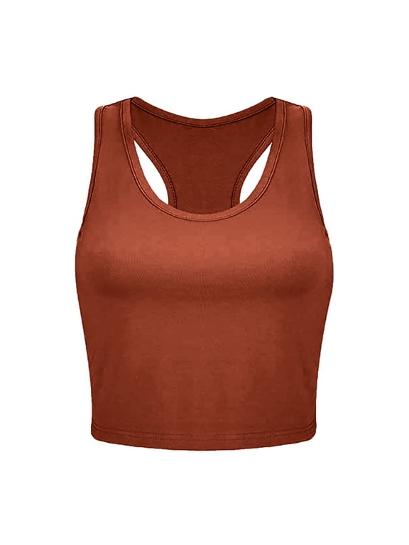 Women's Sleeveless Sport Basic Crop Tank Top for Athletic Wear and Casual Comfort