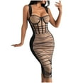thumbnail image 1 of Women's Sleeveless Strap Mesh Ruched Bodycon Dress Sexy Wrap Dress Cocktail Club Party Mini Dresses, 1 of 2