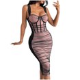 thumbnail image 1 of Women's Sleeveless Strap Mesh Ruched Bodycon Dress Sexy Wrap Dress Cocktail Club Party Mini Dresses, 1 of 2