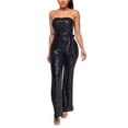 thumbnail image 1 of Women's Sleeveless Strapless Sequined Jumpsuit Party Wear Evening Dress Elegant Sparkly Clubwear Formal Outfit, 1 of 2