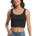 thumbnail image 1 of Women's Sleeveless Strappy Tank Square Neck Double Layer Workout Fitness Casual Basic Crop Tops, 1 of 6
