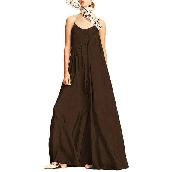 Women's Sleeveless Summer Long Straps Maxi Sling Dress