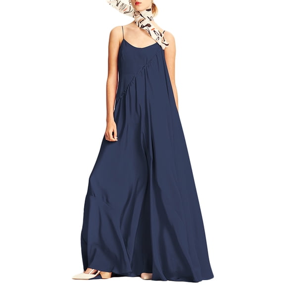 Women's Sleeveless Summer Long Straps Maxi Sling Dress