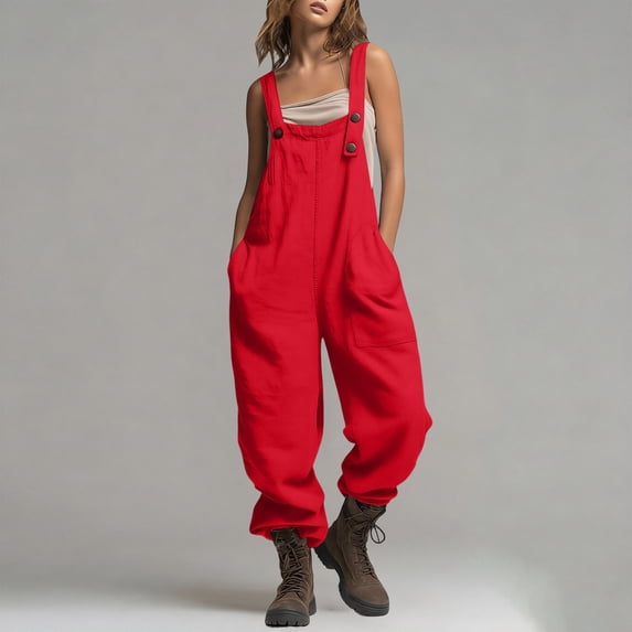 Women's Sleeveless Summer Romper Jumpsuit with Side Pockets