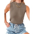 thumbnail image 1 of Sleeveless Women Mock Neck Casual Ribbed Knit Tank Tops Sweater Vest, 1 of 3