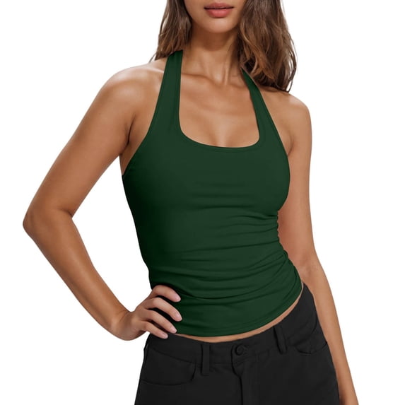 Women's Sleeveless Super Elastic Quick Drying Breathable Top,Color:Green