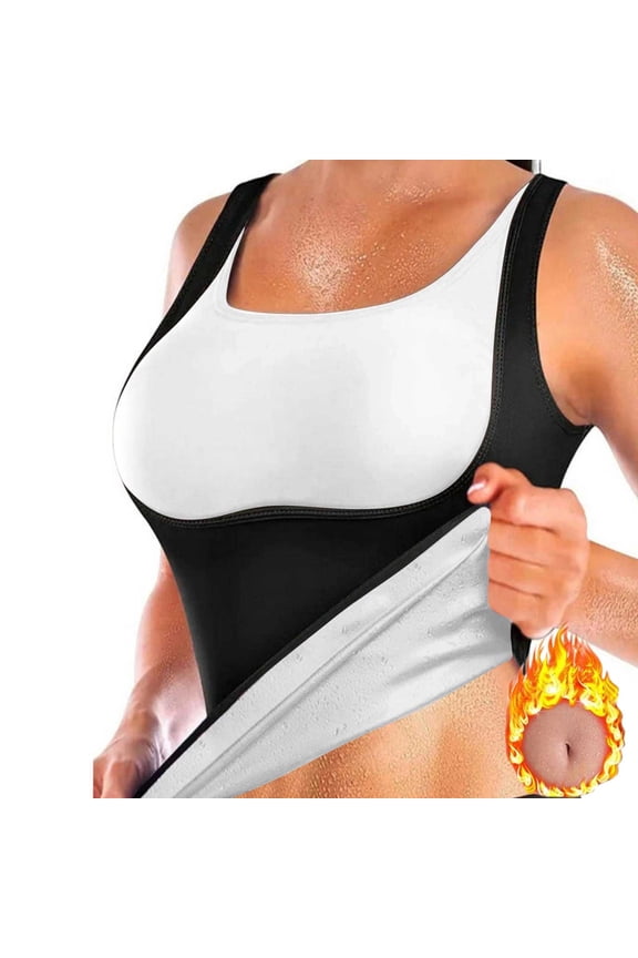 Women's Sleeveless Sweat Waist Trainer Tank Tops Stretch Tummy Shaper for Gym Workout Daily Wear XL