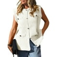 thumbnail image 1 of Women's Sleeveless Sweater Vest with Button Up Cable Knit Crew Neck Trendy Casual Loose Summer Cardigan, 1 of 5