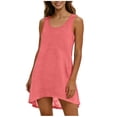 thumbnail image 1 of Women's Sleeveless Swimwear Coverups T Shirt Beach Dress Tank Bikini Cover Up Casual Loose Fit Dress Pink, 1 of 7