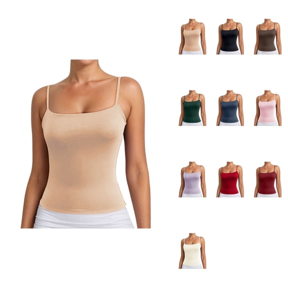 Women's Sleeveless Tank Top Camisole with Adjustable Spaghetti Straps – Pure Color Basic Layering Piece for Everyday Wear, Y2K Casual Outfit Essential