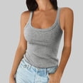 thumbnail image 1 of Women's Sleeveless Tank Top Form Fitting Scoop Neck Ribbed Knit Basic Cami Shirts Gray XL, 1 of 6