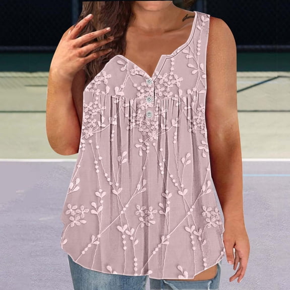 Women's Sleeveless Tank Top - Loose Fit U-Neck Peplum Hem with Floral Print | Sleeveless Tunic Tops to Wear with Leggings, Soft Stretch Fabric for Leggings & Summer