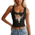 thumbnail image 1 of Women's Sleeveless Tank Tops Cowgirl Graphic Vintage Print Scoop Neck Cropped Shirts Summer Beach Casual Stretchy Slim Fit Workout Tees, 1 of 3