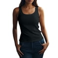 thumbnail image 1 of Women's Sleeveless Tank Tops Ribbed Knit Neck Form Fitting Tops Basic Casual Shirt for All Day Comfort by Gbobgt Black L, 1 of 6