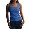 thumbnail image 1 of Women's Sleeveless Tank Tops Ribbed Knit Neck Form Fitting Tops Basic Casual Shirt for All Day Comfort by Gbobgt Blue 2XL, 1 of 5