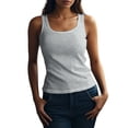 thumbnail image 1 of Women's Sleeveless Tank Tops Ribbed Knit Neck Form Fitting Tops Basic Casual Shirt for All Day Comfort by Gbobgt Grey 2XL, 1 of 5