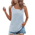 thumbnail image 1 of Women's Sleeveless Tank Tops Striped Fleece Slim Fit Tops Ribbed Crewneck Workout Shirt Cotton Crewneck Top for Women Casual Loose Fit Shirts,Blue,2XL, 1 of 9