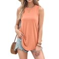 thumbnail image 1 of Women's Sleeveless Tank Tops T-Shirts Loose Crew Neck Basic Blouses Tunic for Casual Summer Orange M, 1 of 10