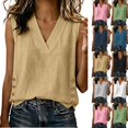 thumbnail image 1 of Women's Sleeveless Tank Tops Textured Loose Tunic Tops Button Slit Hem Casual Layering Shirts Solid Basic Tank Shirts Fashion Outfit White, 1 of 8