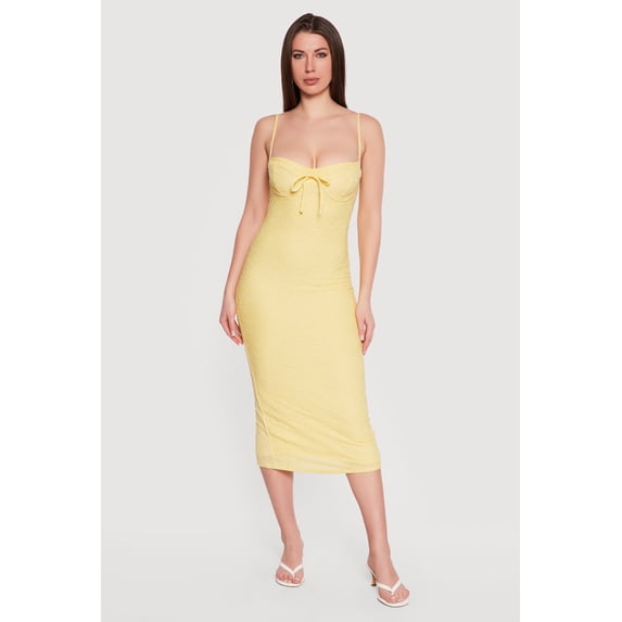 Women's Sleeveless Tie Front Sweetheart Bustier Dress