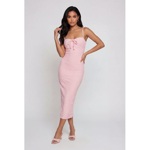 Women's Sleeveless Tie Front Sweetheart Bustier Dress