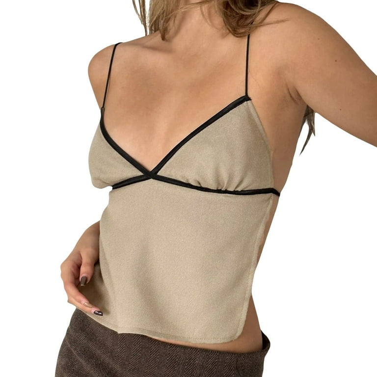 Women's Sleeveless Tight Revealing Undershirt Pleated Corset Heart Shaped  Collar Lacing Open Short Undershirt Halter Top 
