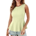 thumbnail image 1 of Women's Sleeveless Tops Round Neck Slim Fit Waist Clothing 2026 Summer Tops for Women Casual Solid Color Outfits Tank Tees Shirts, 1 of 8