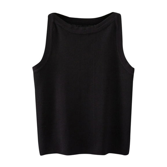 Women's Sleeveless Tunic Tops Summer Loose Fit Solid Color Casual Shirt Tee Blouse