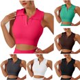 thumbnail image 1 of Women's Sleeveless Turndown Collar Solid Color Comfy Daily Tank Tops Casual Workout | CSEONE,Coffee L, 1 of 6