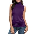 thumbnail image 1 of Women's Sleeveless Turtleneck T-Shirt Basic Stretch Layer Comfy High Neck Tank Top Lightweight Slim Shirt, 1 of 5