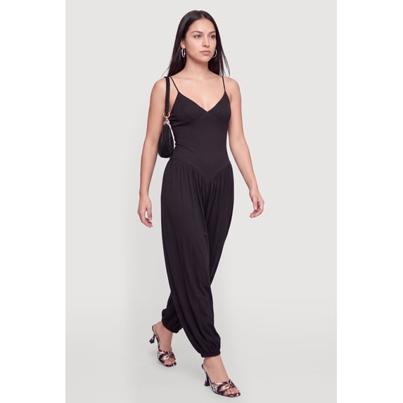 Women's Sleeveless V Neck Balloon Leg Jumpsuit