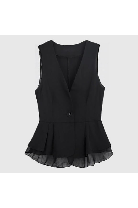 Women's Sleeveless V Neck Chiffon Vest Solid Color Casual Sleeveless Cardigan Short Vest Suit Vest Summer Coat Womens Vest Zipper Pockets Mauve Jacket with Hood Thermal Vests Women Ski Ware for Woman