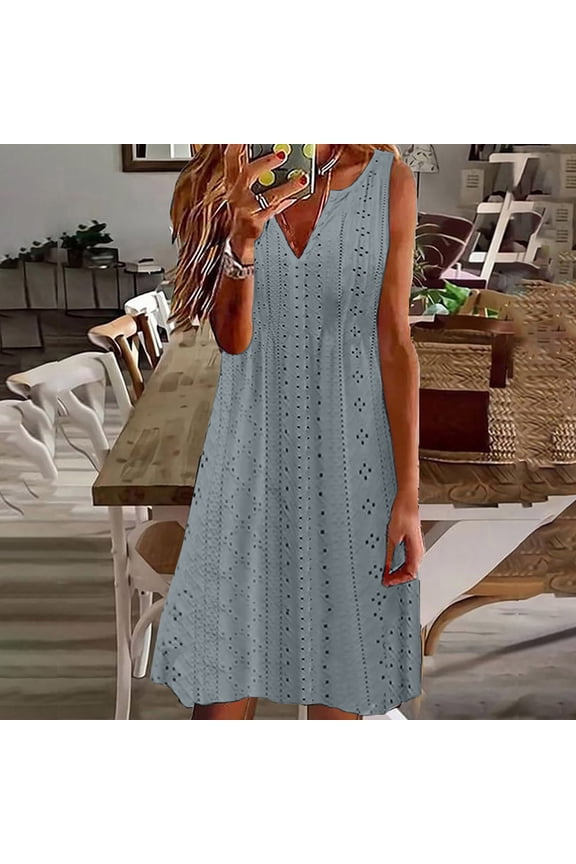 Women's Sleeveless V-Neck Dress, Slim Fit Mini Dress for Summer, Lightweight Casual Bodycon Dress