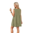 thumbnail image 1 of Women's Sleeveless V-Neck Mini Dress Beach Casual Sundress Summer Vacation Outfit Gray-green XS, 1 of 7