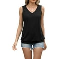 thumbnail image 1 of Women's Sleeveless V-Neck Tank Top Loose Fit Basic T-Shirt｜Soft Lightweight Summer Casual Blouse, 1 of 6