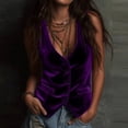 thumbnail image 1 of Women's Sleeveless Velvet Button Vest, V-Neck Fitted Waistcoat for Office Days and Lounging at Home Purple S, 1 of 7
