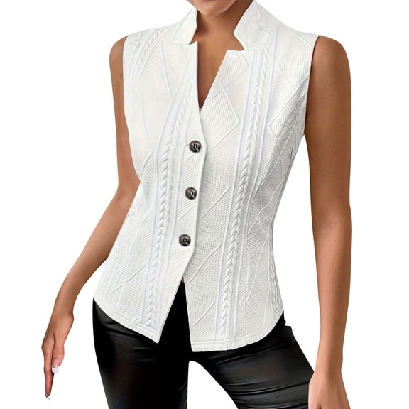 Women's Sleeveless Vest Blazer 2025 Summer Sexy Slim Fit Fully Lined Top with Peplum Hem for Power Dressing and Date Nights