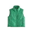 thumbnail image 1 of Women's Sleeveless Vest Coat Solid Color Zip-Up Button Side Pockets Mock-Neck Tops Casual Simple Style Outerwear, 1 of 2