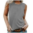 thumbnail image 1 of Women's Sleeveless Vest Tanks Casual Tops Slim Fit Blouse Solid Color O Neck Shirts Comfortable Summer Fashion Tee, 1 of 2
