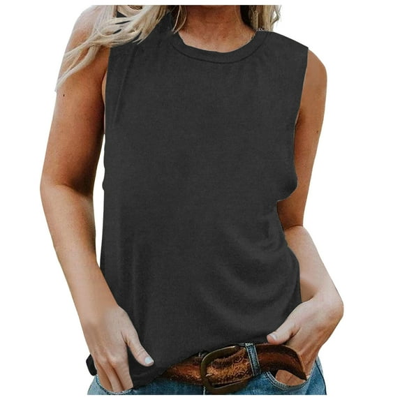 Women's Sleeveless Vest Tanks Casual Tops Slim Fit Blouse Solid Color O Neck Shirts Comfortable Summer Fashion Tee