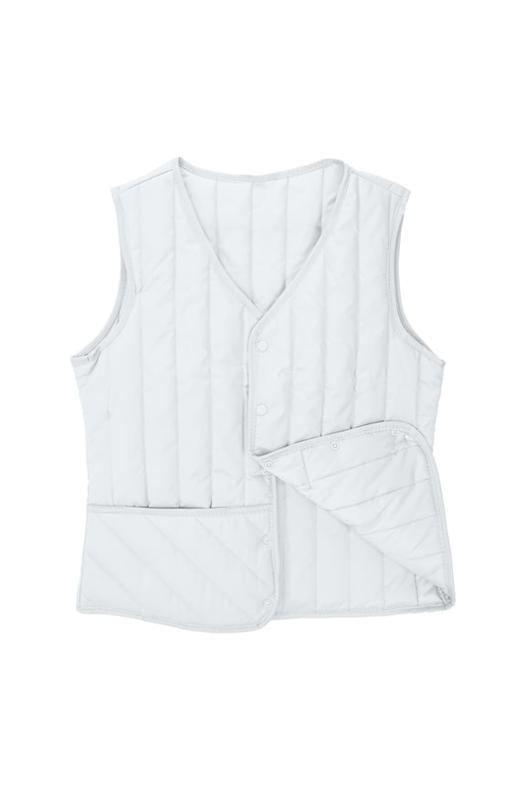 Women's Sleeveless Vest with Button Closure, Made of Lightweight Nylon and Spandex, Features Pockets for Everyday Casual and Professional Wear