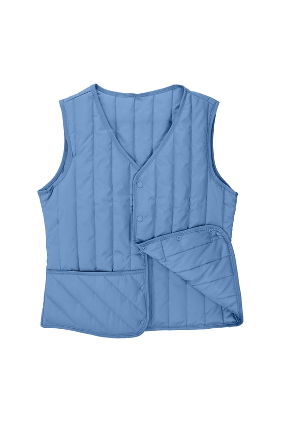 Women's Sleeveless Vest with Button Closure, Made of Lightweight Nylon and Spandex, Features Pockets for Everyday Casual and Professional Wear